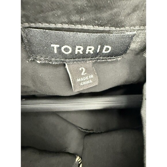 Torrid Black Jacket Full Zip With Pockets Roll Tab Sleeves Size 2X - Picture 7 of 9